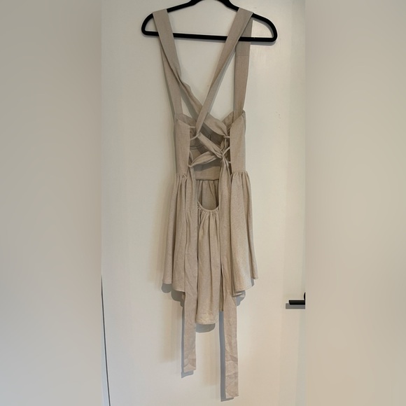 Meshki Loz Tie Back Linen Mini Dress - Natural - Picture 10 of 12